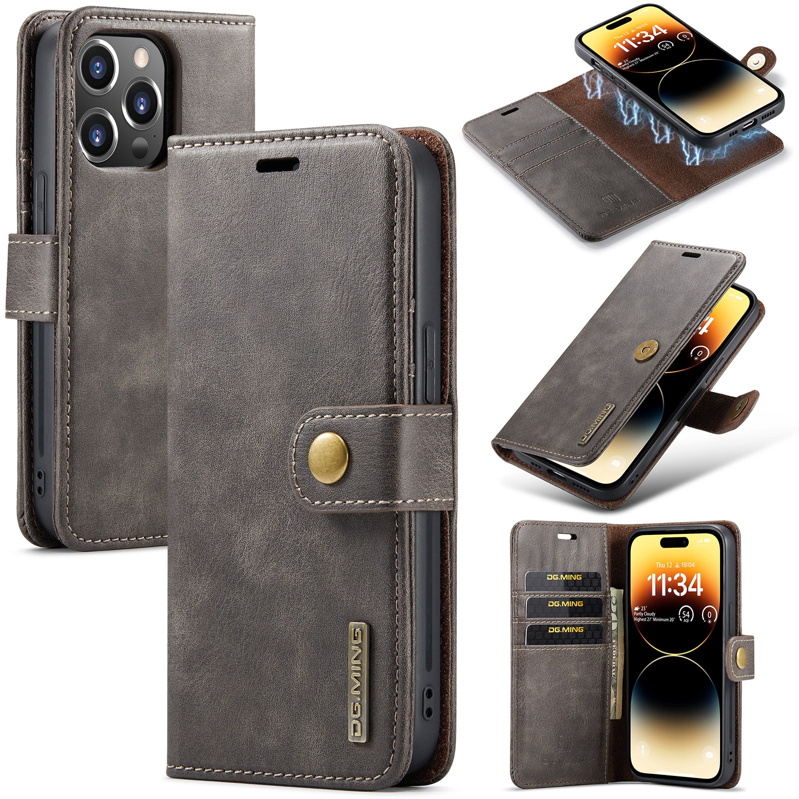 Magnet Wallet iPhone 15 Pro Max Brown