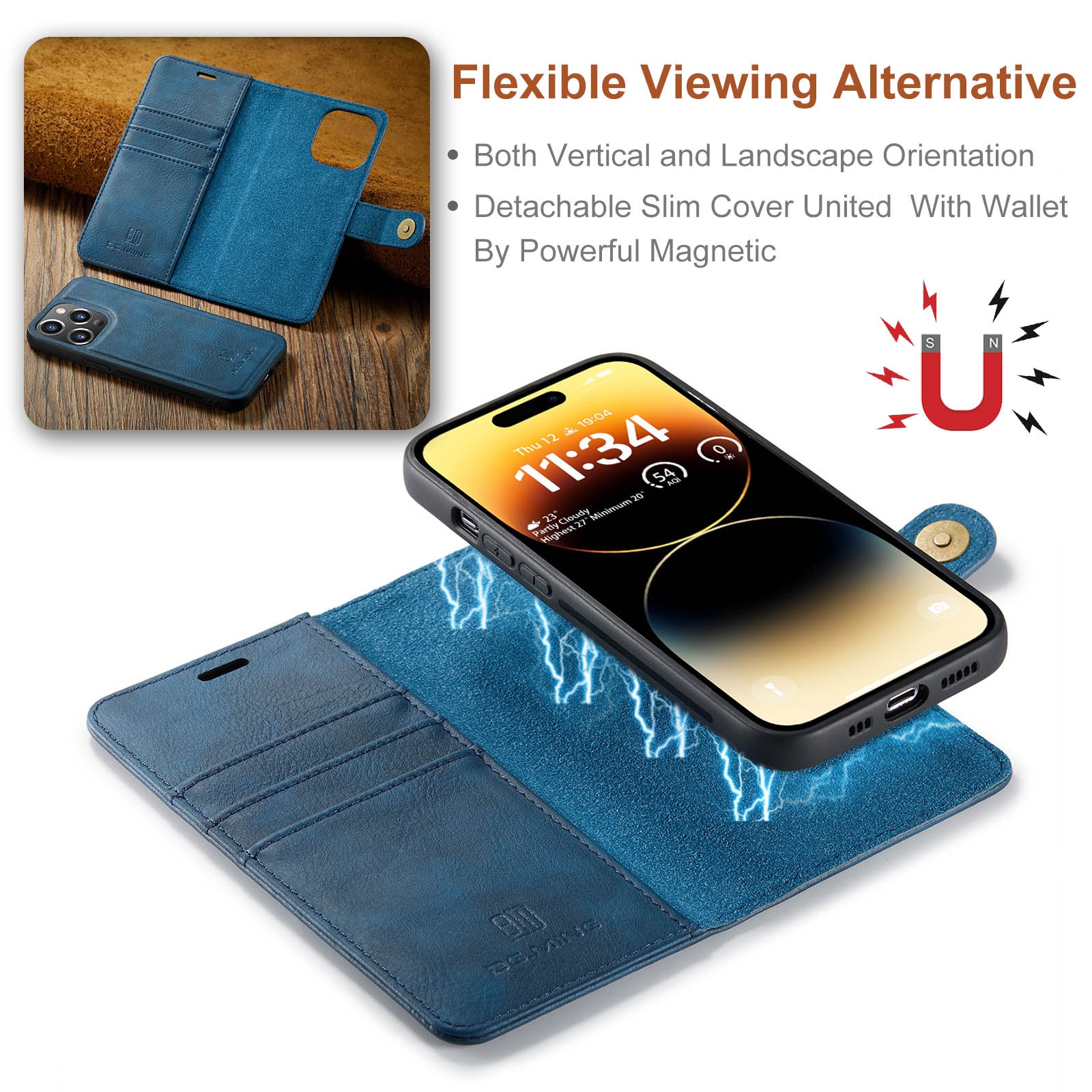 Magnet Wallet iPhone 15 Pro Blue