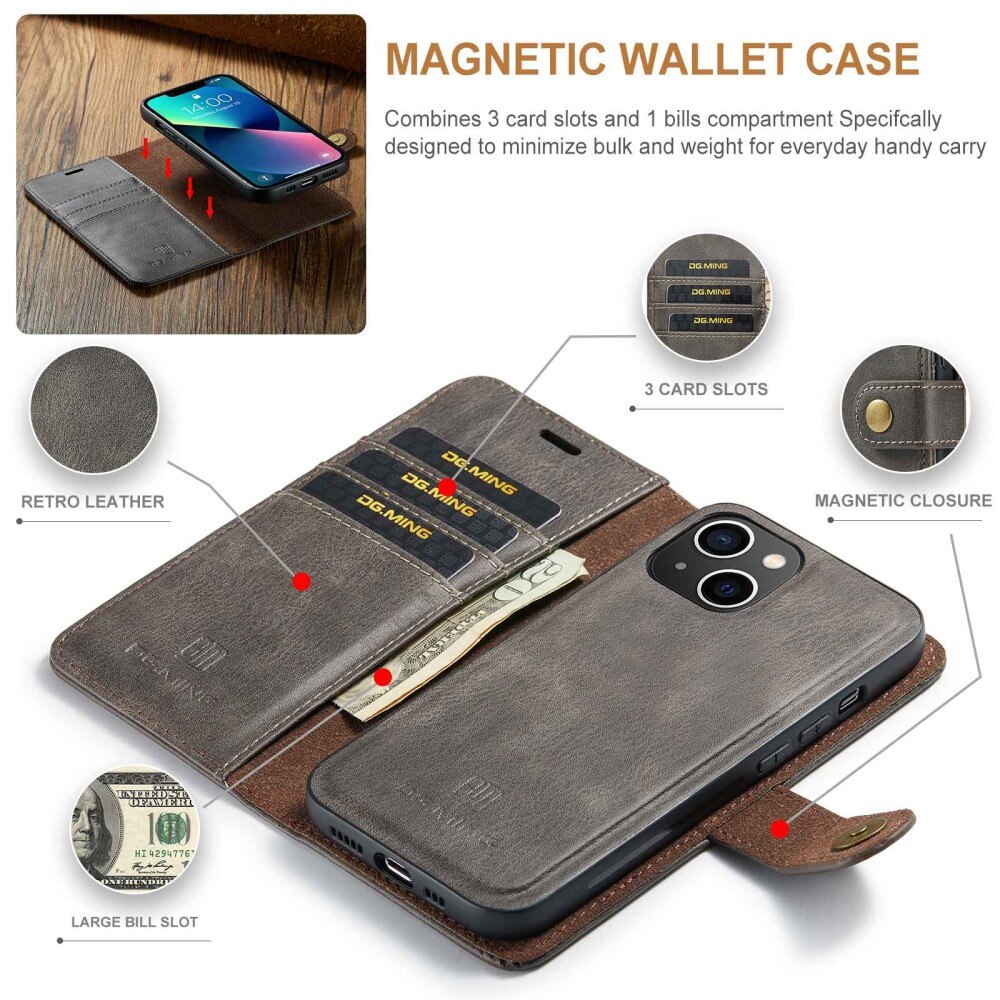 Magnet Wallet iPhone 14 Brown