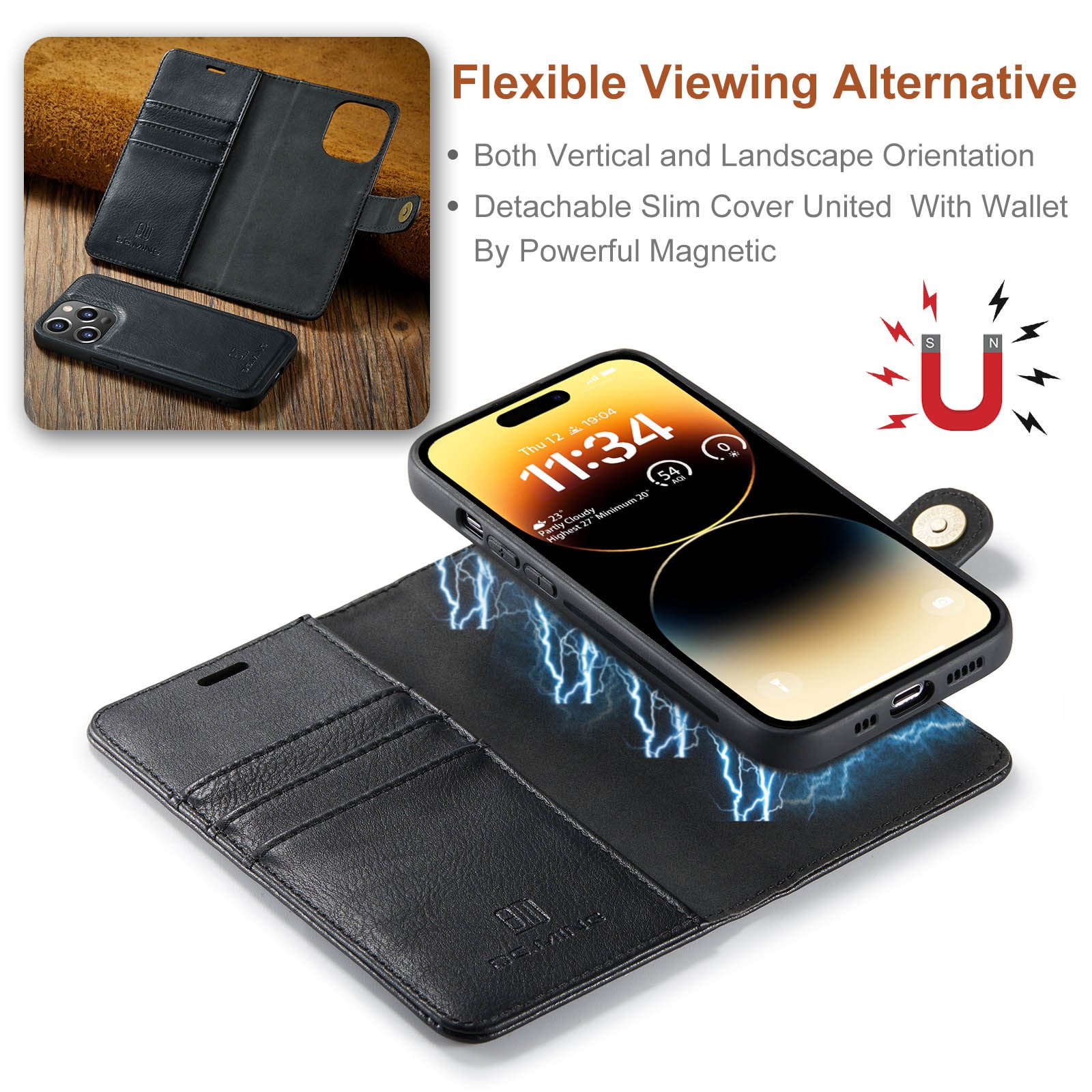 Magnet Wallet iPhone 14 Pro Max Black