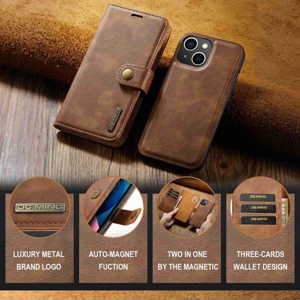 Magnet Wallet iPhone 14 Plus Brun