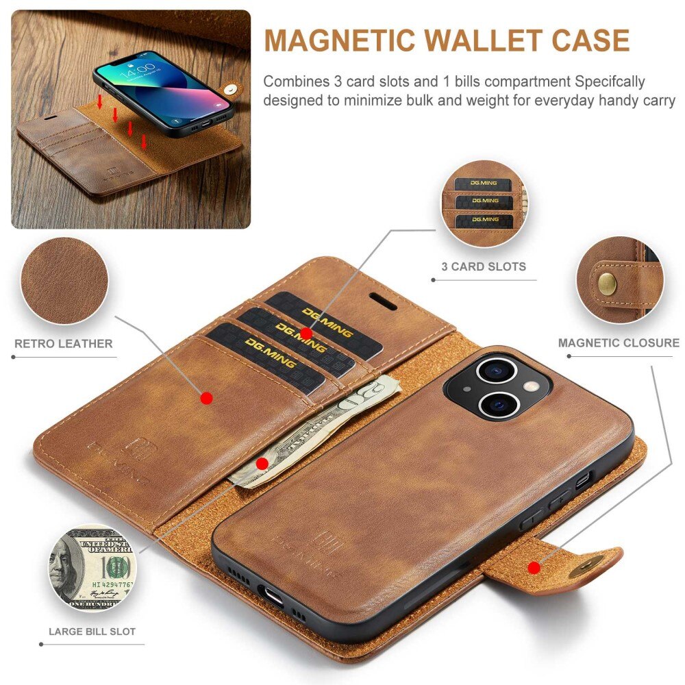Magnet Wallet iPhone 14 Plus Brun