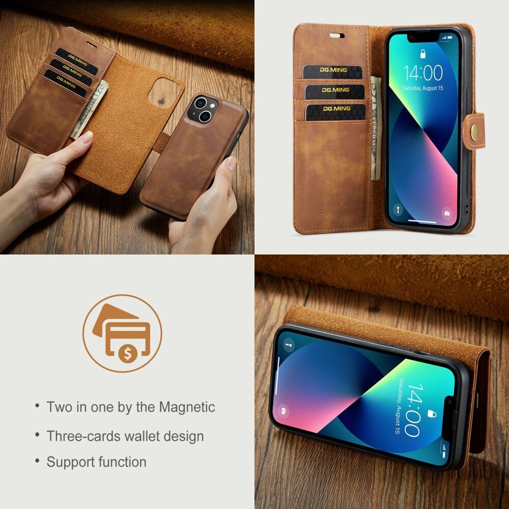 Magnet Wallet iPhone 14 Plus Brun