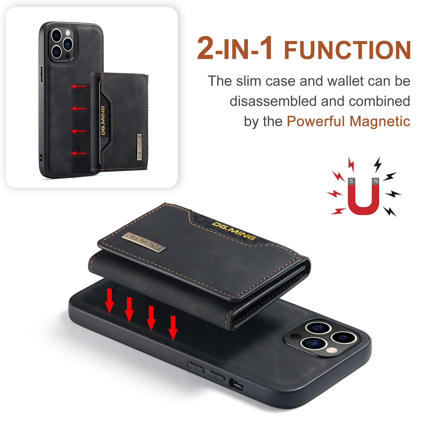 Magnetic Card Slot Case iPhone 15 Pro Max Black