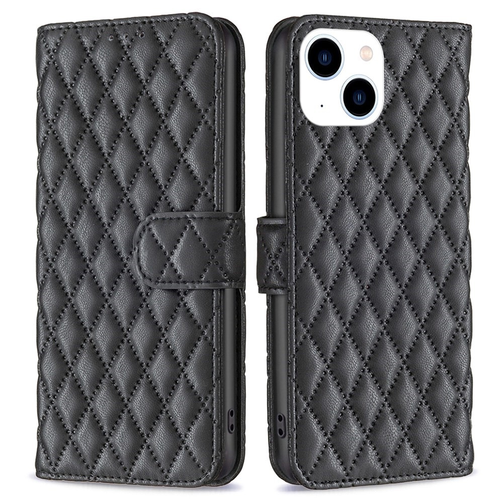 Tegnebogsetui iPhone 14 Quilted sort
