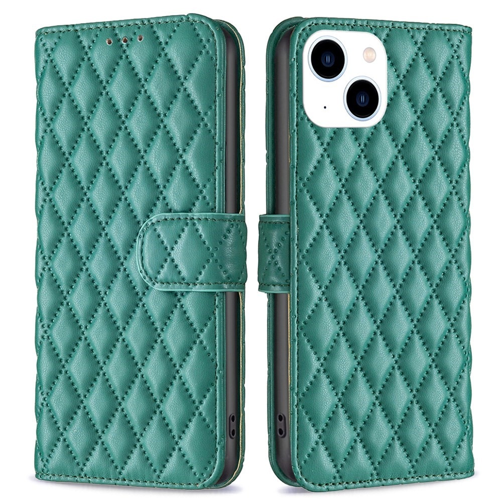 Tegnebogsetui iPhone 14 Quilted grøn