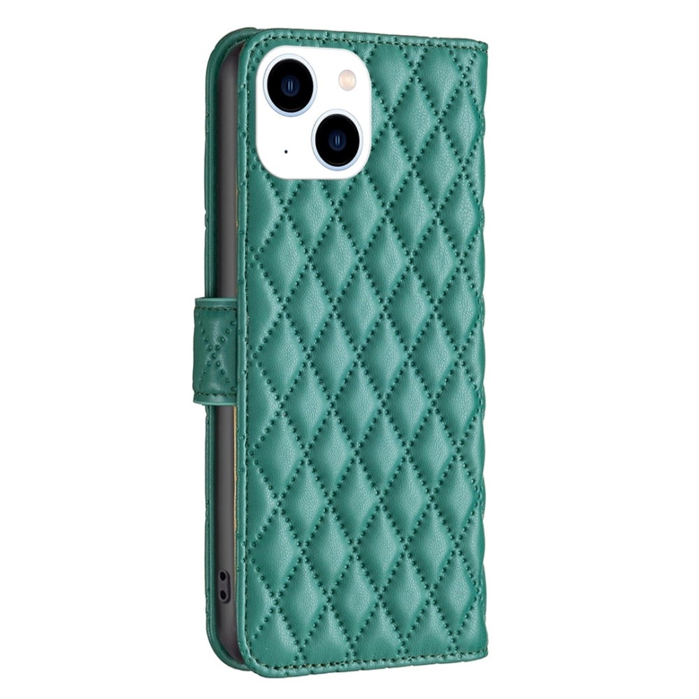 Tegnebogsetui iPhone 14 Quilted grøn