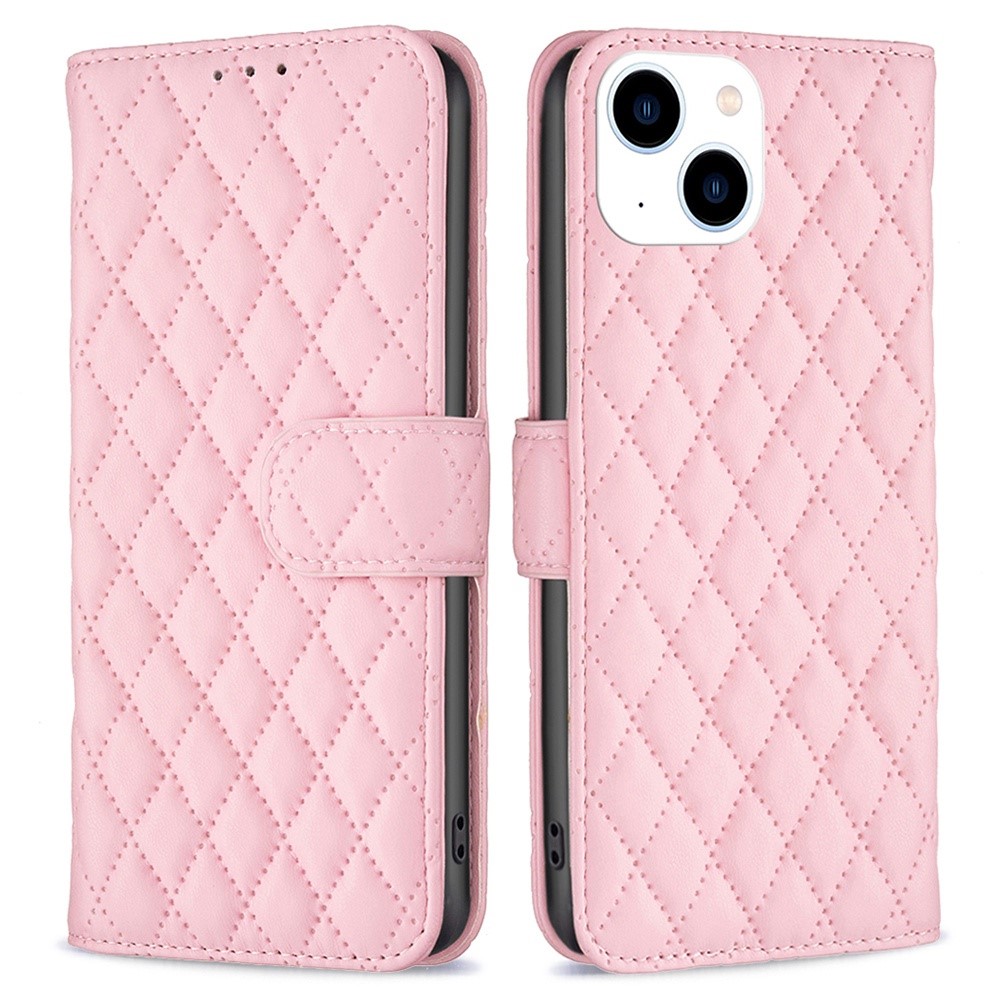 Tegnebogsetui iPhone 14 Quilted lyserød