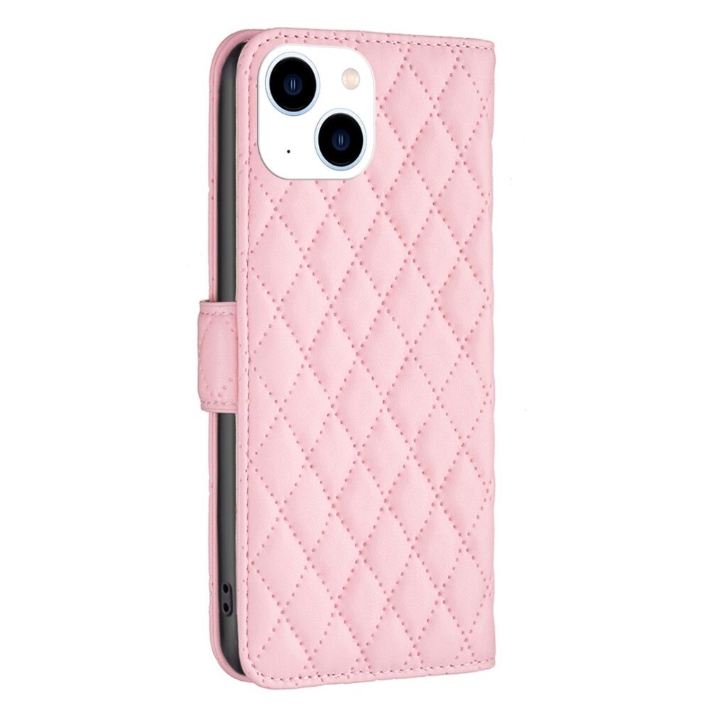 Tegnebogsetui iPhone 14 Quilted lyserød