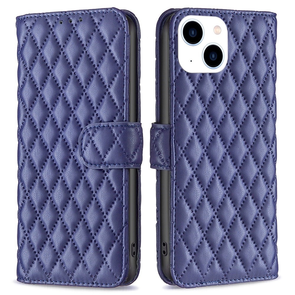 Tegnebogsetui iPhone 14 Quilted blå