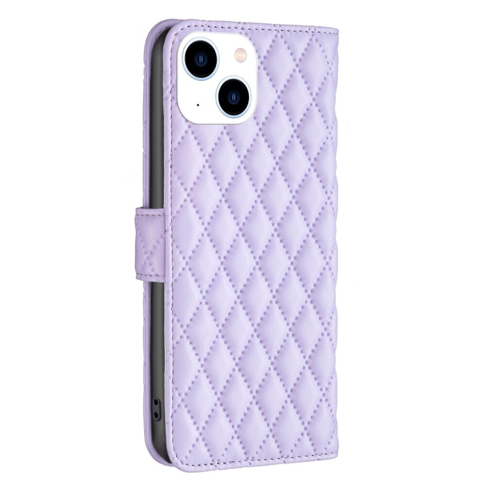 Tegnebogsetui iPhone 14 Quilted lila