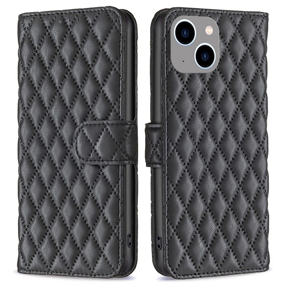 Tegnebogsetui iPhone 14 Plus Quilted sort