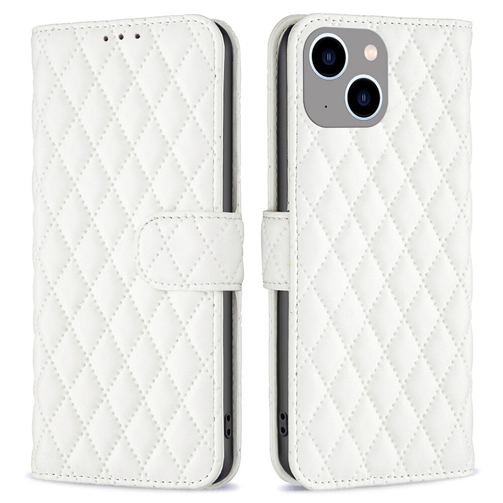 Tegnebogsetui iPhone 14 Plus Quilted hvid