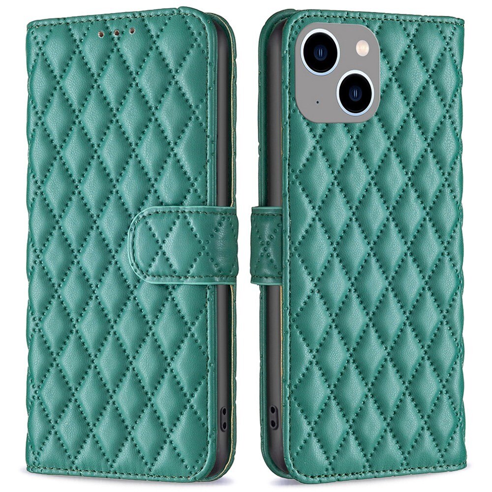 Tegnebogsetui iPhone 14 Plus Quilted grøn