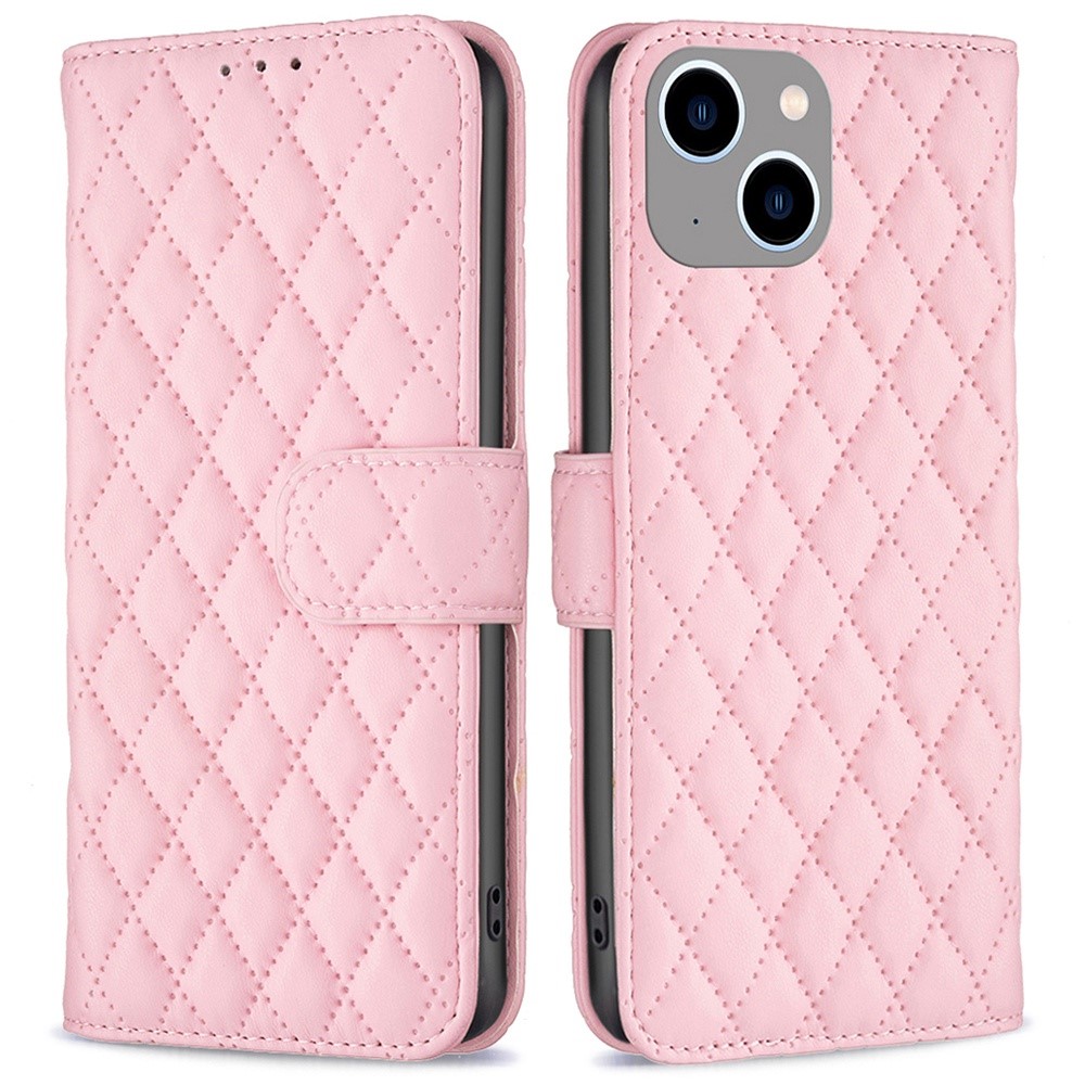 Tegnebogsetui iPhone 14 Plus Quilted lyserød