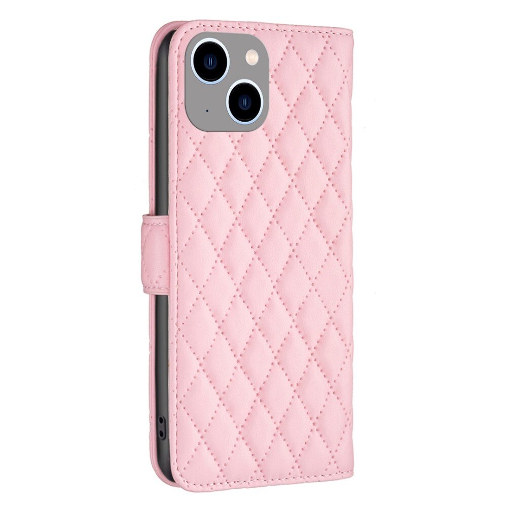 Tegnebogsetui iPhone 14 Plus Quilted lyserød