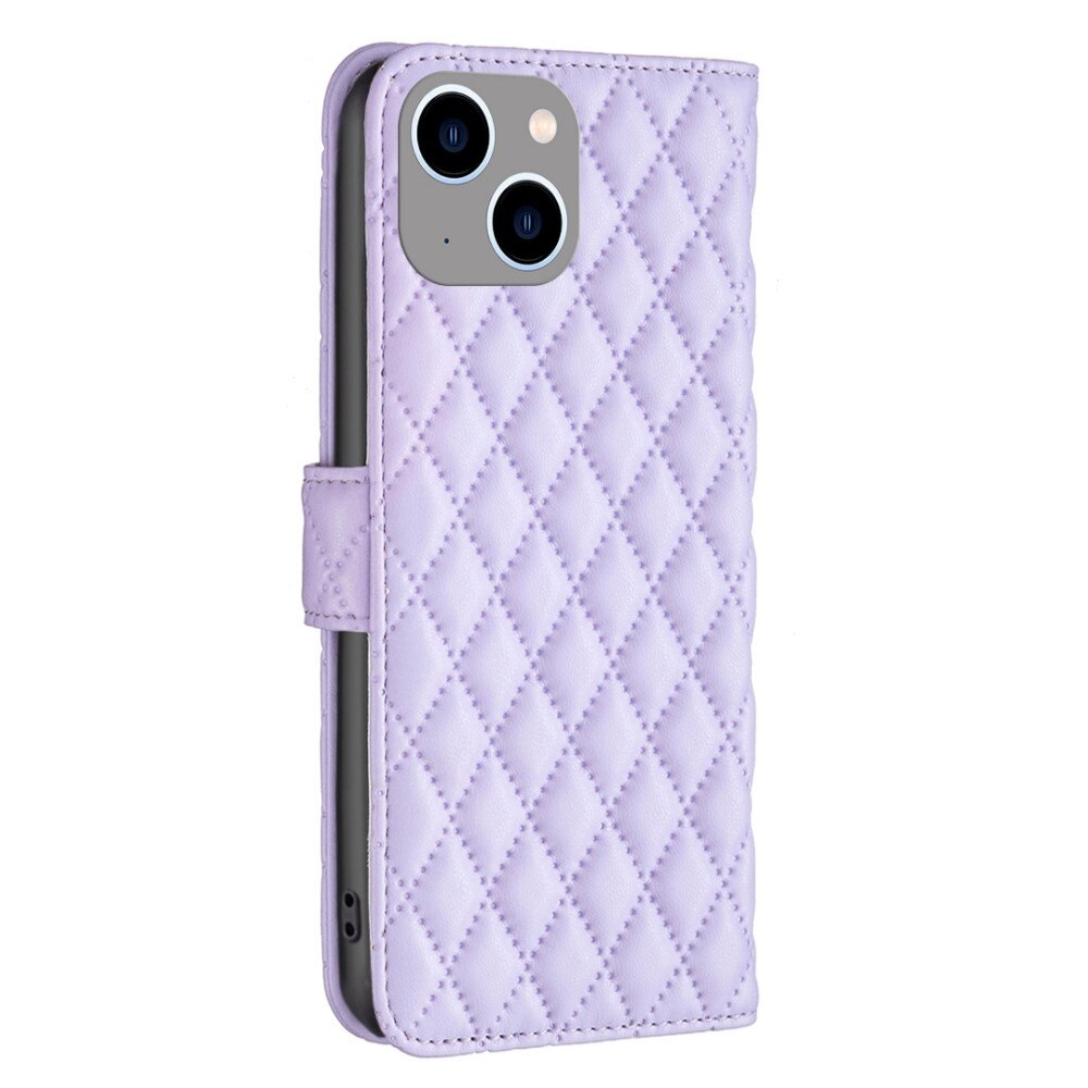 Tegnebogsetui iPhone 14 Plus Quilted lila