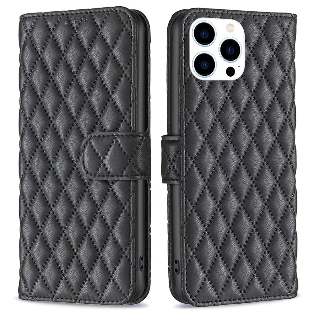 Tegnebogsetui iPhone 14 Pro Quilted sort