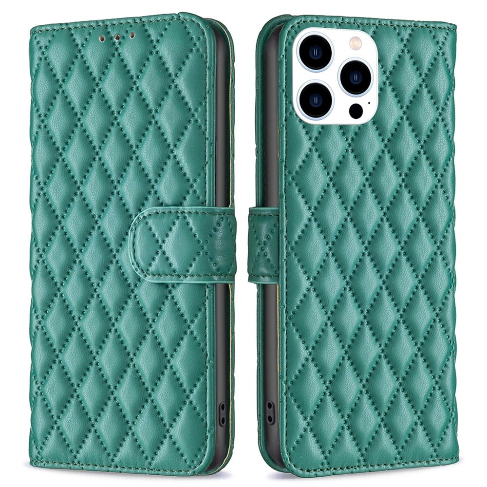 Tegnebogsetui iPhone 14 Pro Quilted grøn
