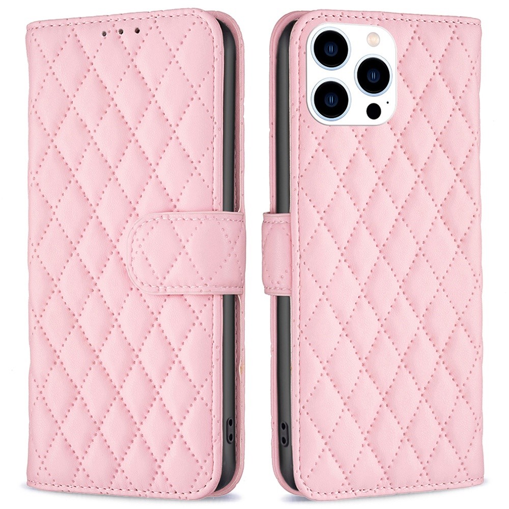 Tegnebogsetui iPhone 14 Pro Quilted lyserød