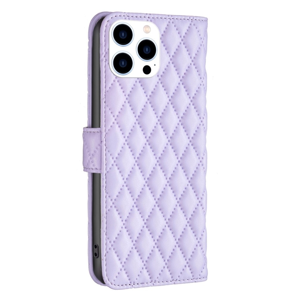 Tegnebogsetui iPhone 14 Pro Quilted lila