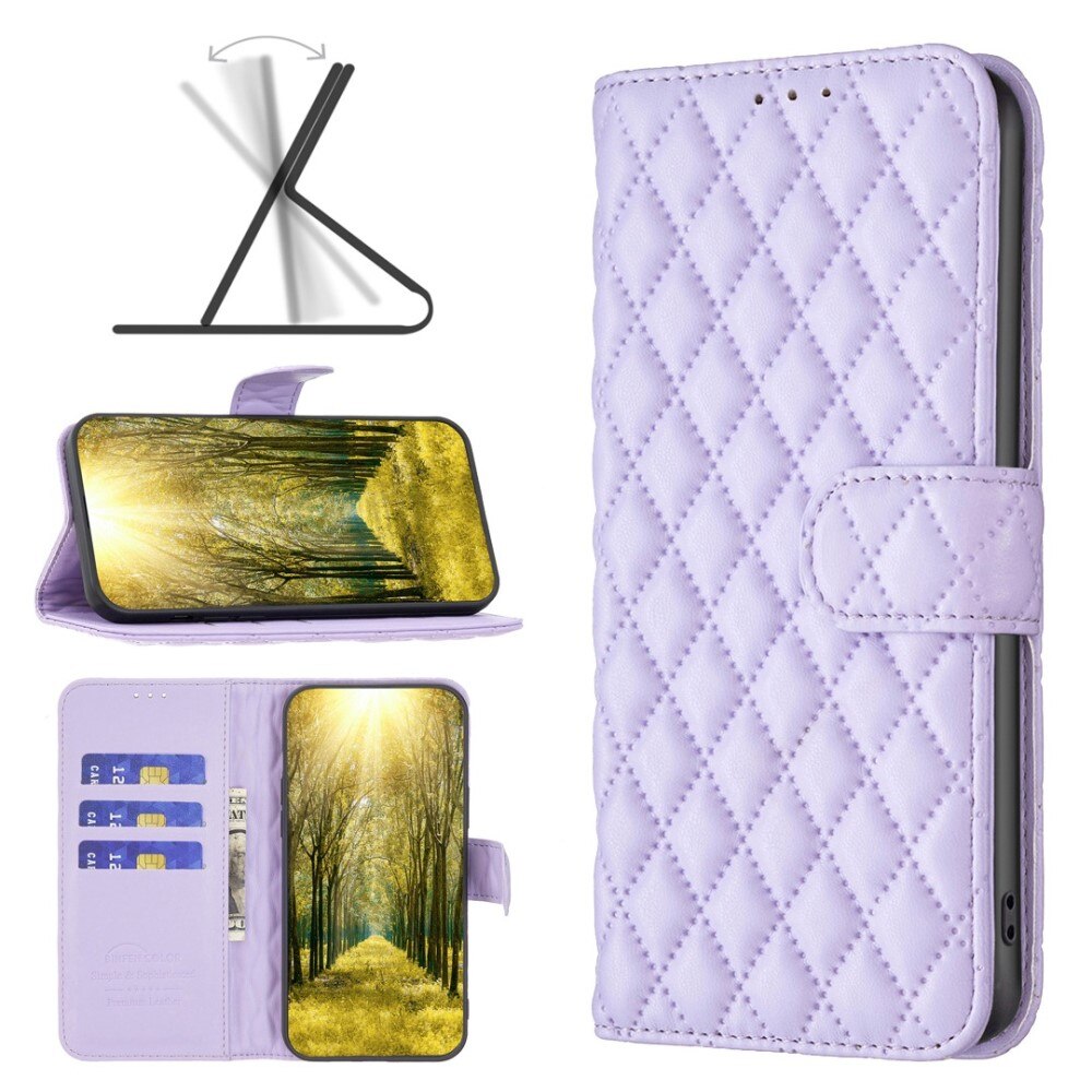 Tegnebogsetui iPhone 14 Pro Quilted lila