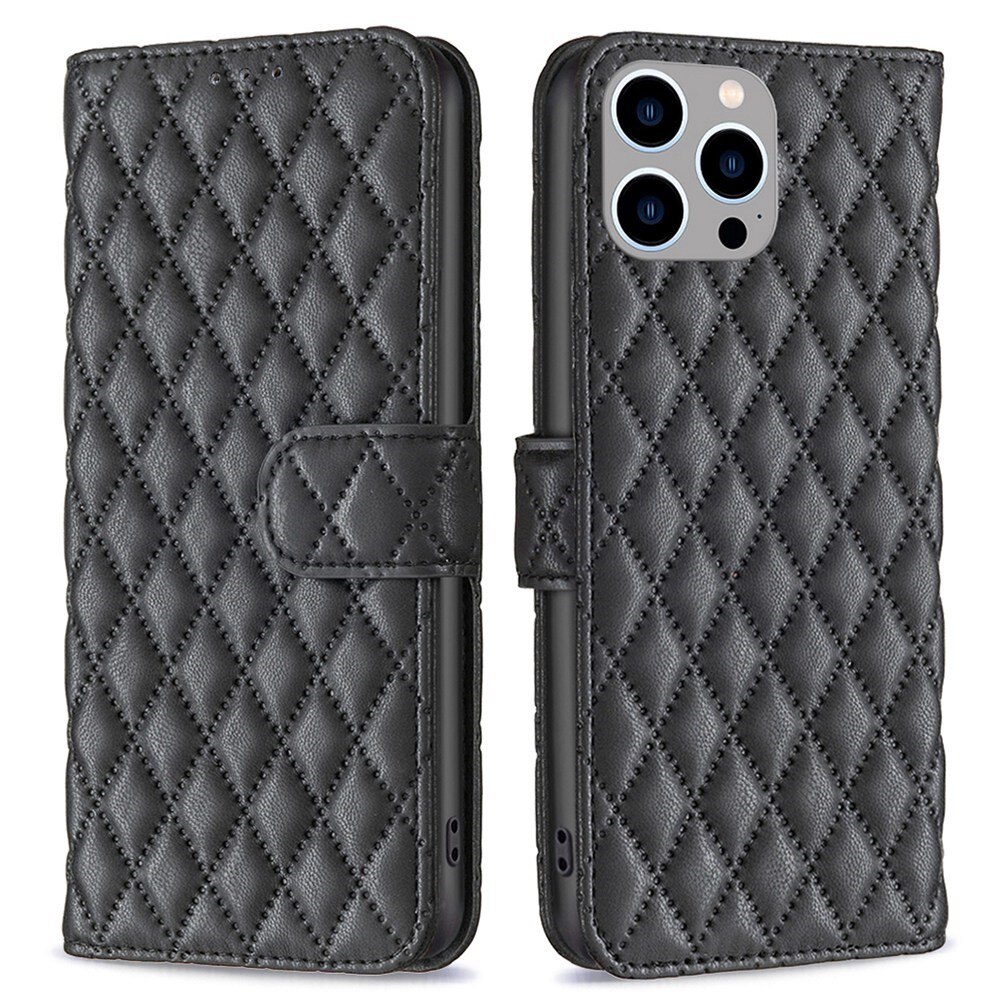 Tegnebogsetui iPhone 14 Pro Max Quilted sort