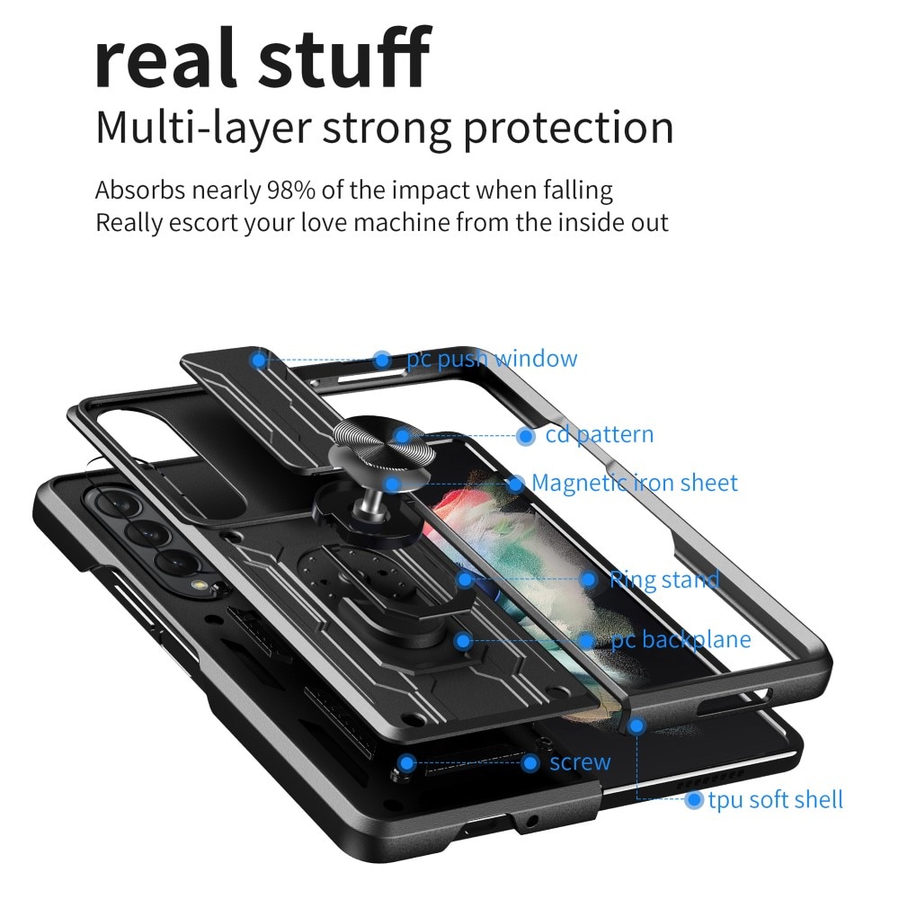 Hybridcover Tech Ring+Kamerabeskyttelse Samsung Galaxy Z Fold 4 sort