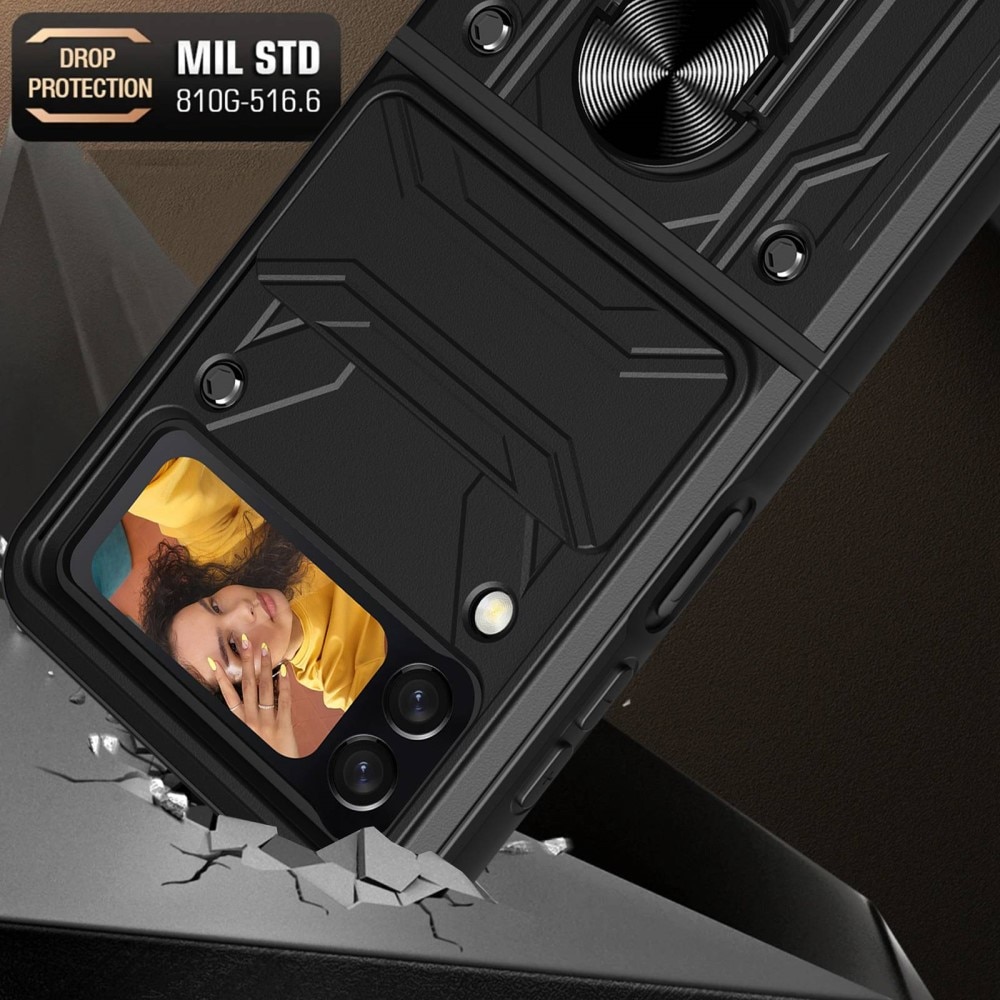 Hybridcover Tech Ring+Kamerabeskyttelse Samsung Galaxy Z Flip 4 sort