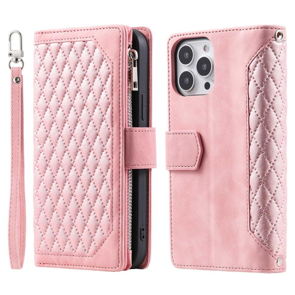 Pung Taske iPhone 13 Pro Quilted Lyserød