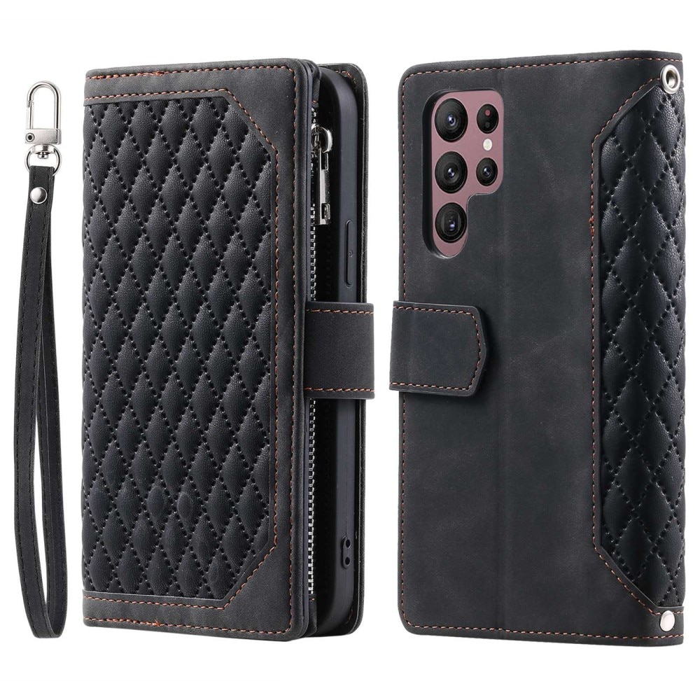 Pung Taske Samsung Galaxy S22 Ultra Quilted Sort