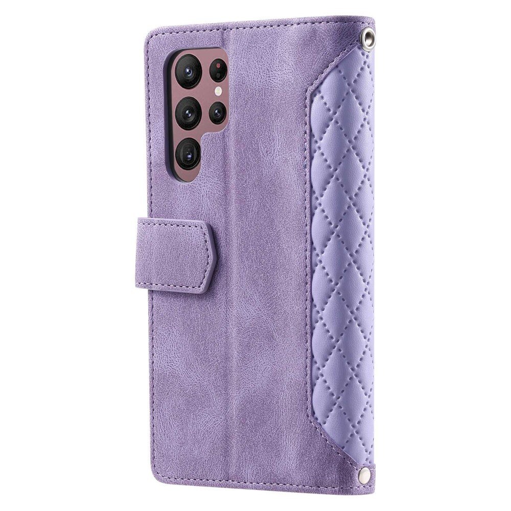 Pung Taske Samsung Galaxy S22 Ultra Quilted Lilla