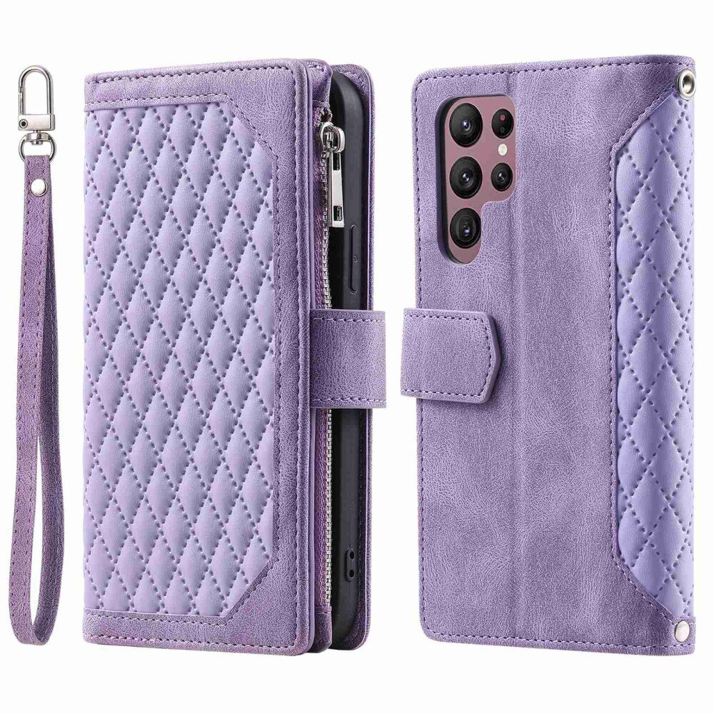 Pung Taske Samsung Galaxy S22 Ultra Quilted Lilla