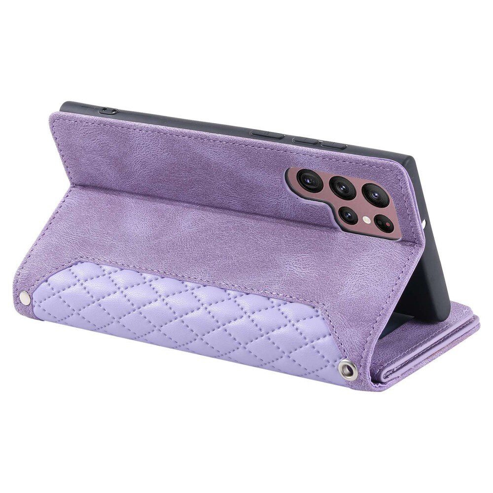 Pung Taske Samsung Galaxy S22 Ultra Quilted Lilla