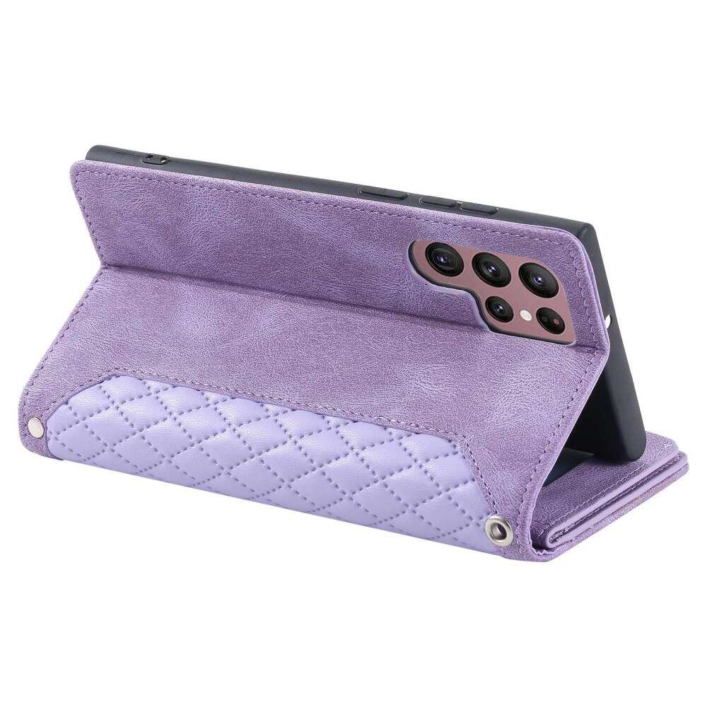 Pung Taske Samsung Galaxy S22 Ultra Quilted Lila