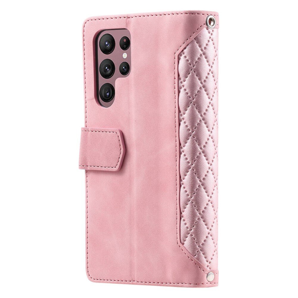 Pung Taske Samsung Galaxy S22 Ultra Quilted Lyserød