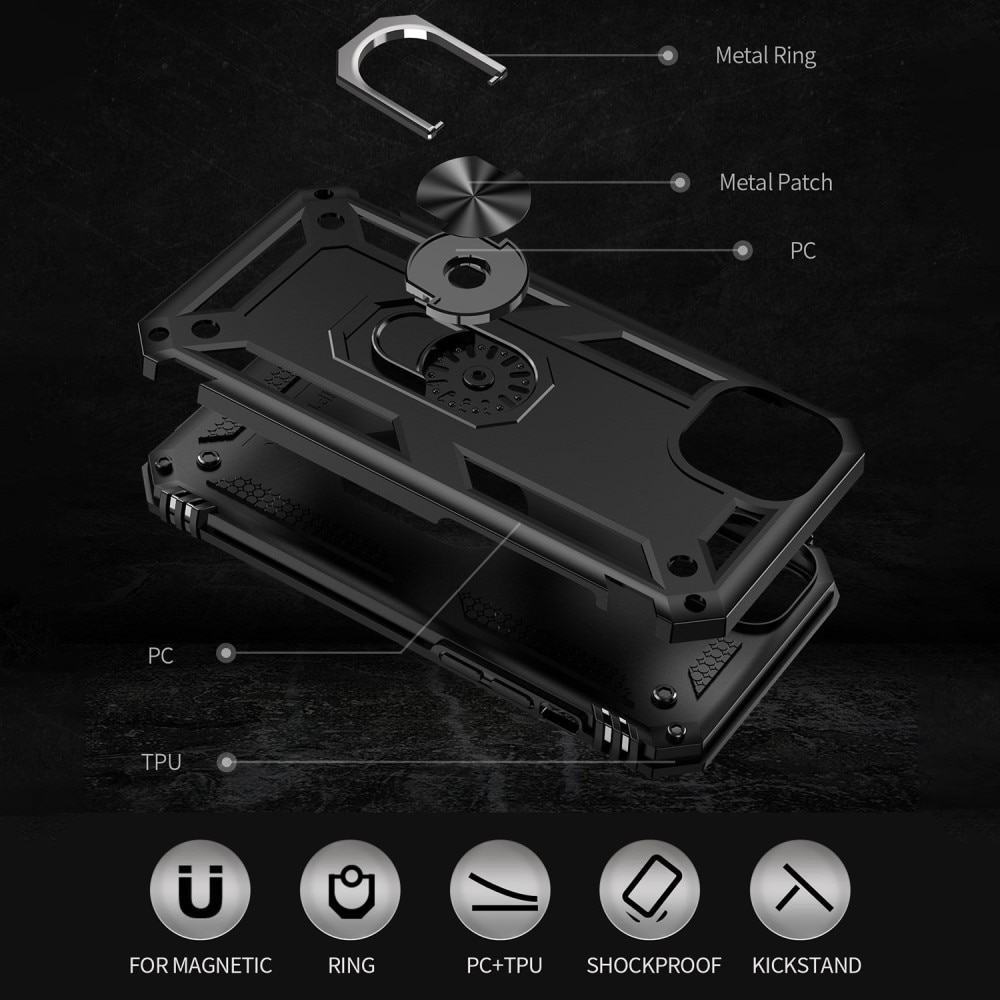 Hybridcover Tech Ring iPhone 14 sort