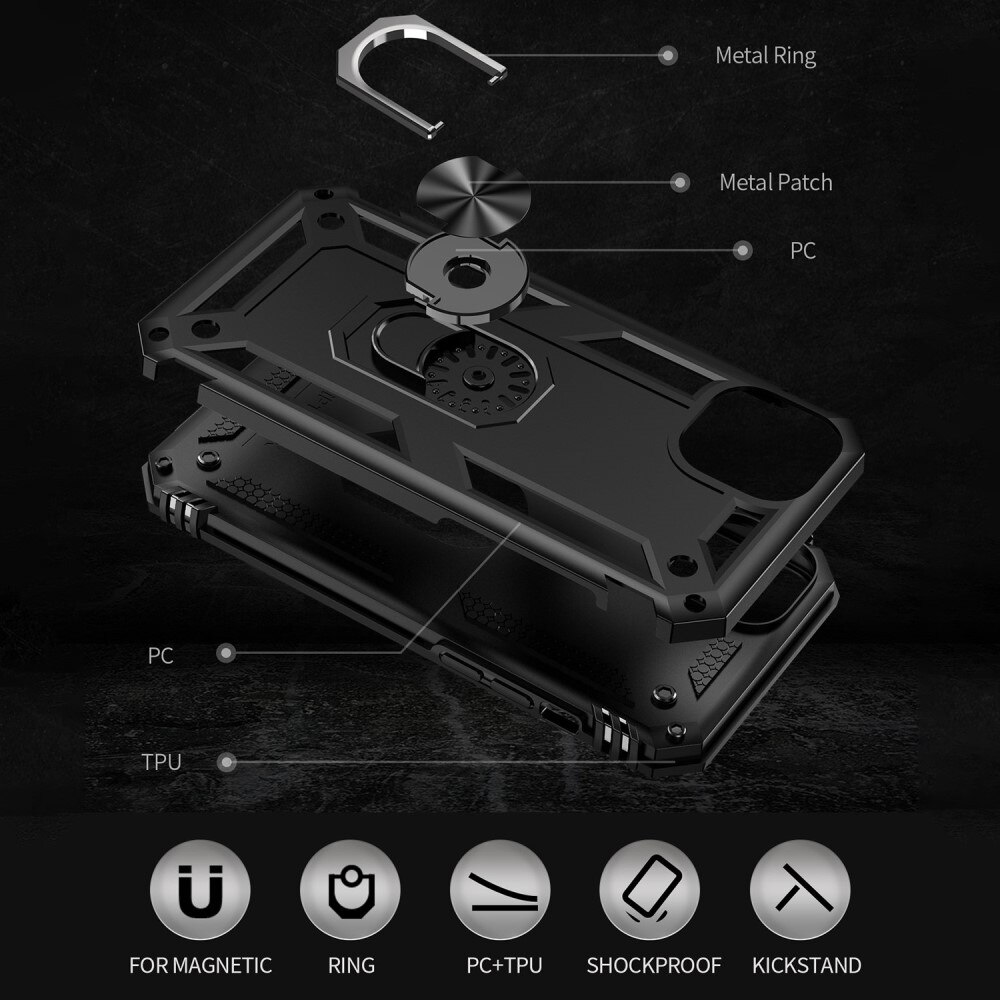 Hybridcover Tech Ring iPhone 14 sort