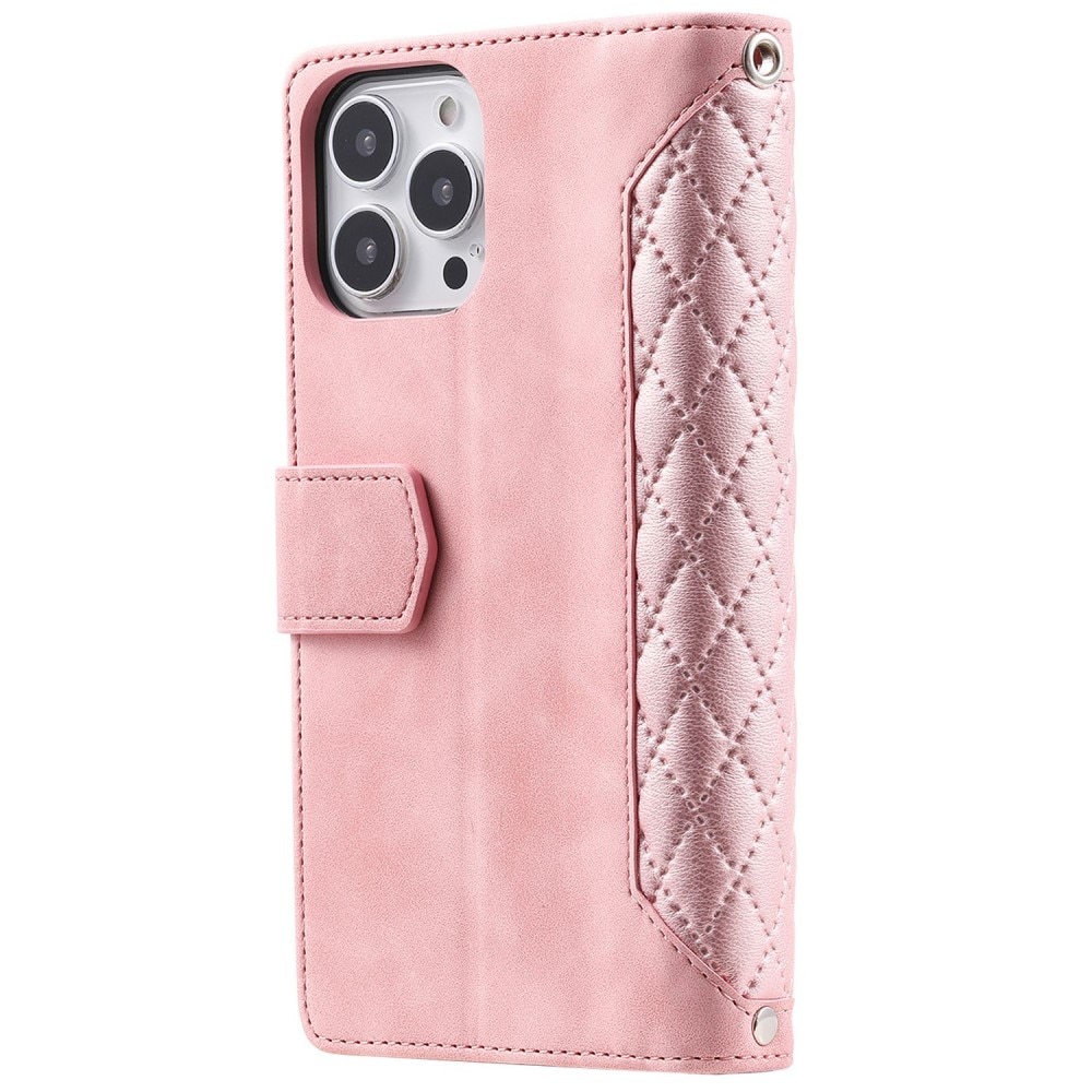 Pung Taske iPhone 14 Pro Quilted Lyserød