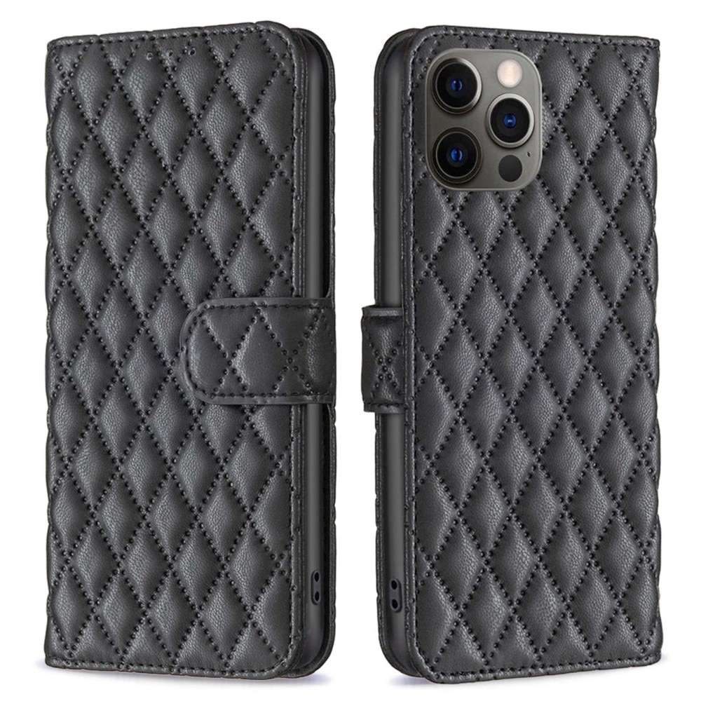 Tegnebogsetui iPhone 12/12 Pro Quilted sort