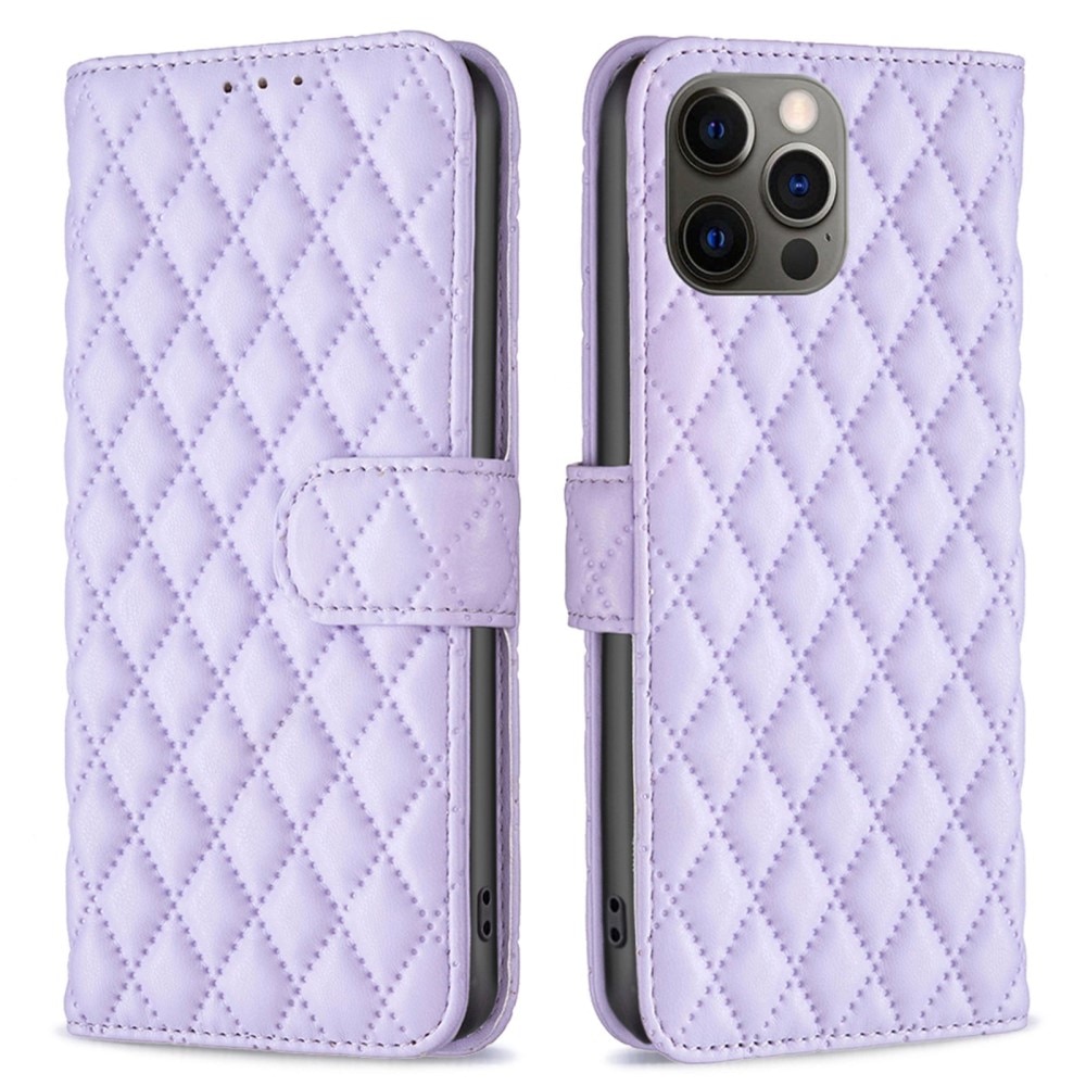 Tegnebogsetui iPhone 12/12 Pro Quilted lila