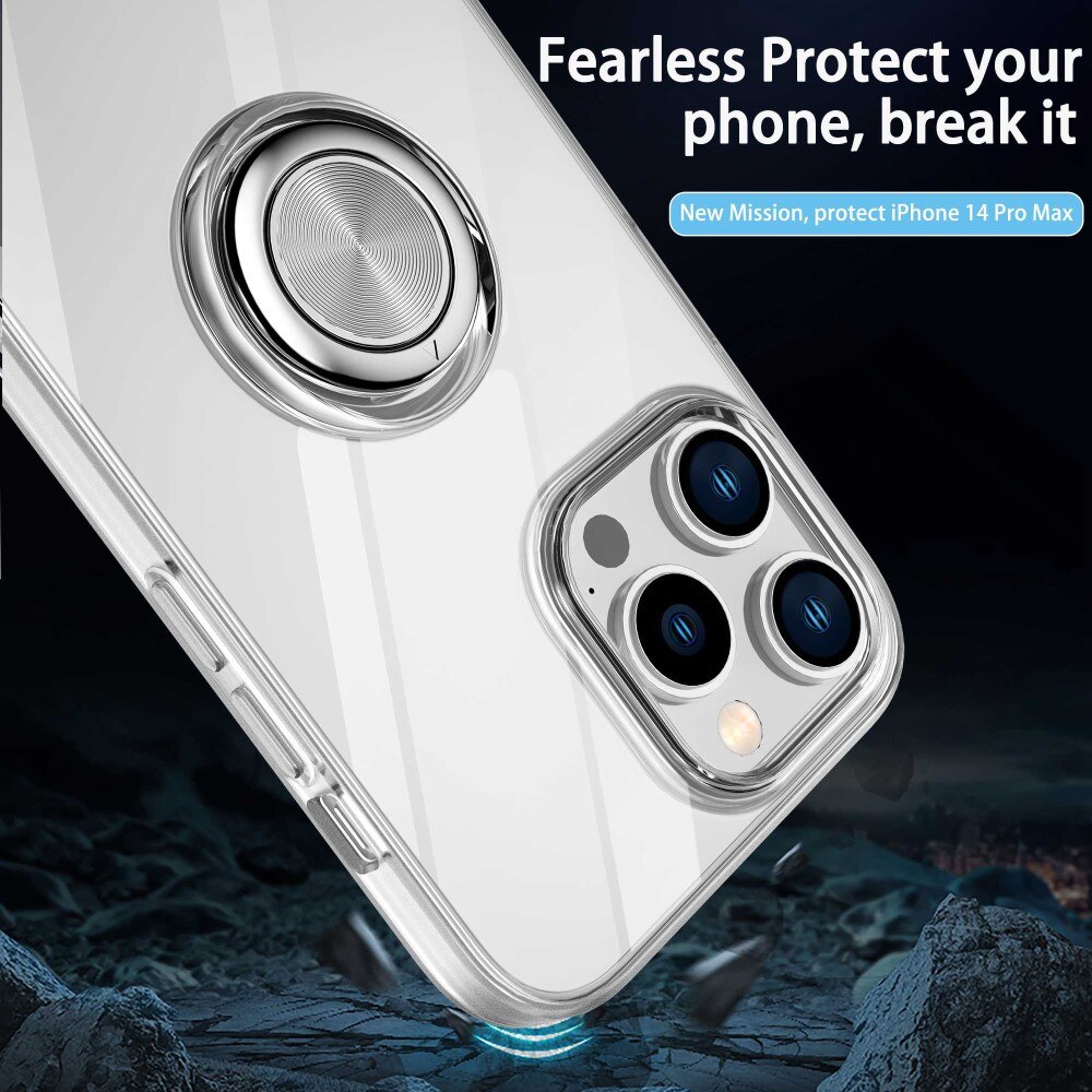 TPU Cover Finger Ring Kickstand iPhone 14 Pro Gennemsigtig