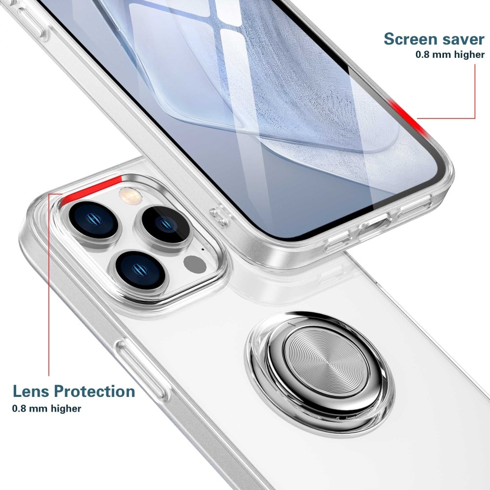 TPU Cover Finger Ring Kickstand iPhone 14 Pro Gennemsigtig
