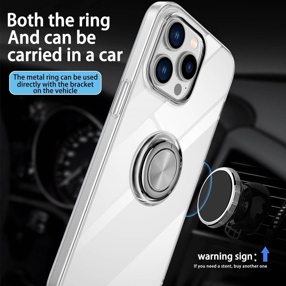 TPU Cover Finger Ring Kickstand iPhone 14 Pro Max Gennemsigtig