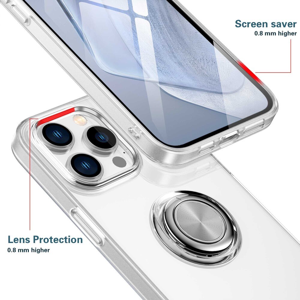 TPU Cover Finger Ring Kickstand iPhone 14 Plus Gennemsigtig