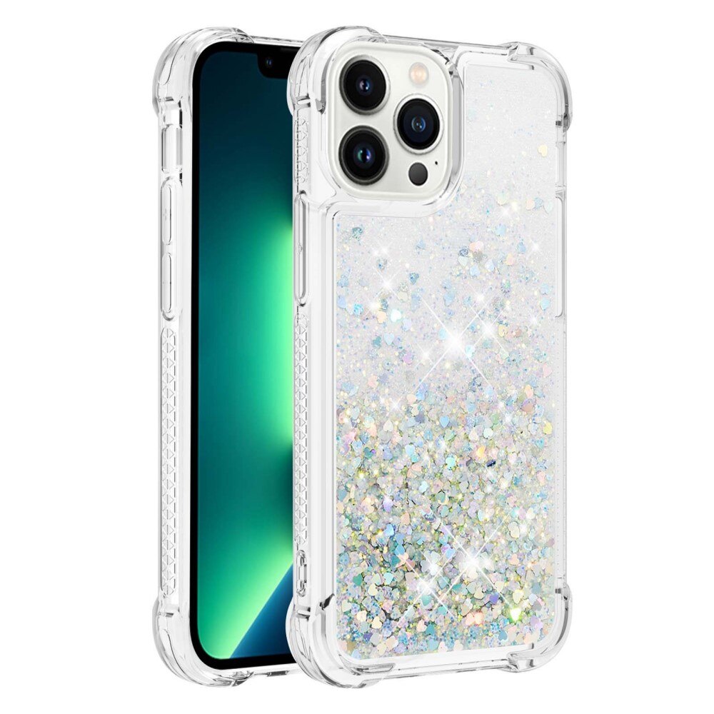 Glitter Powder TPU Case iPhone 14 Pro sølv