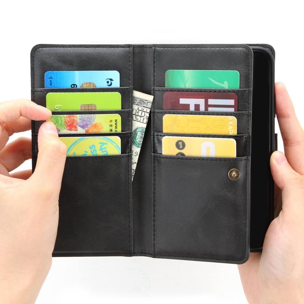 Læder multi-slot tegnebog iPhone 14 Pro Max sort