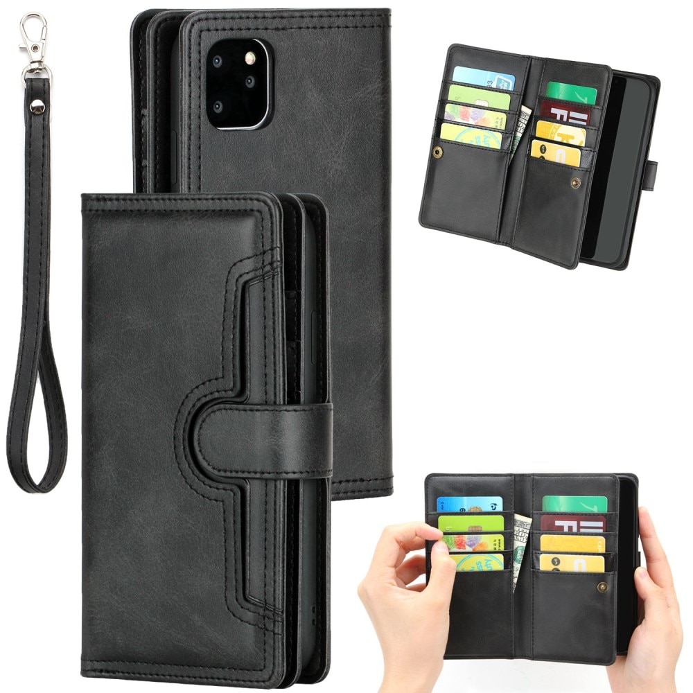 Læder multi-slot tegnebog iPhone 14 Pro sort