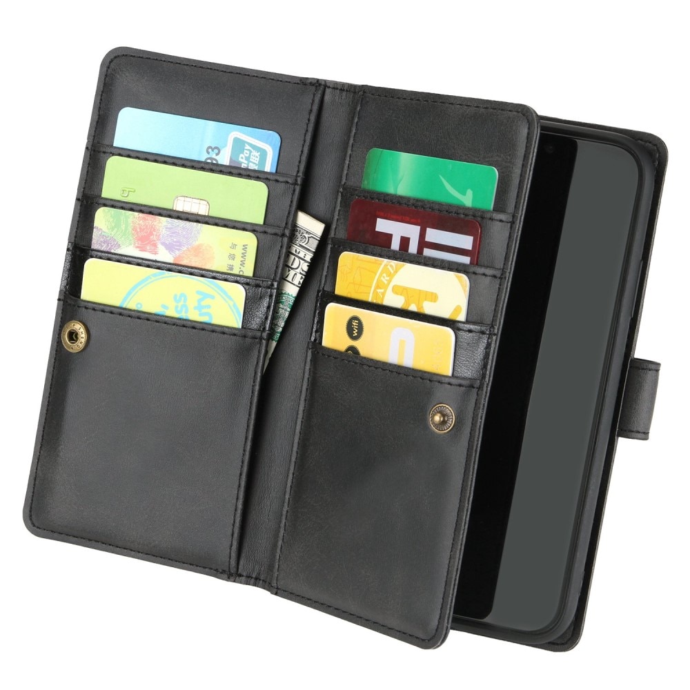 Læder multi-slot tegnebog iPhone 14 Plus sort