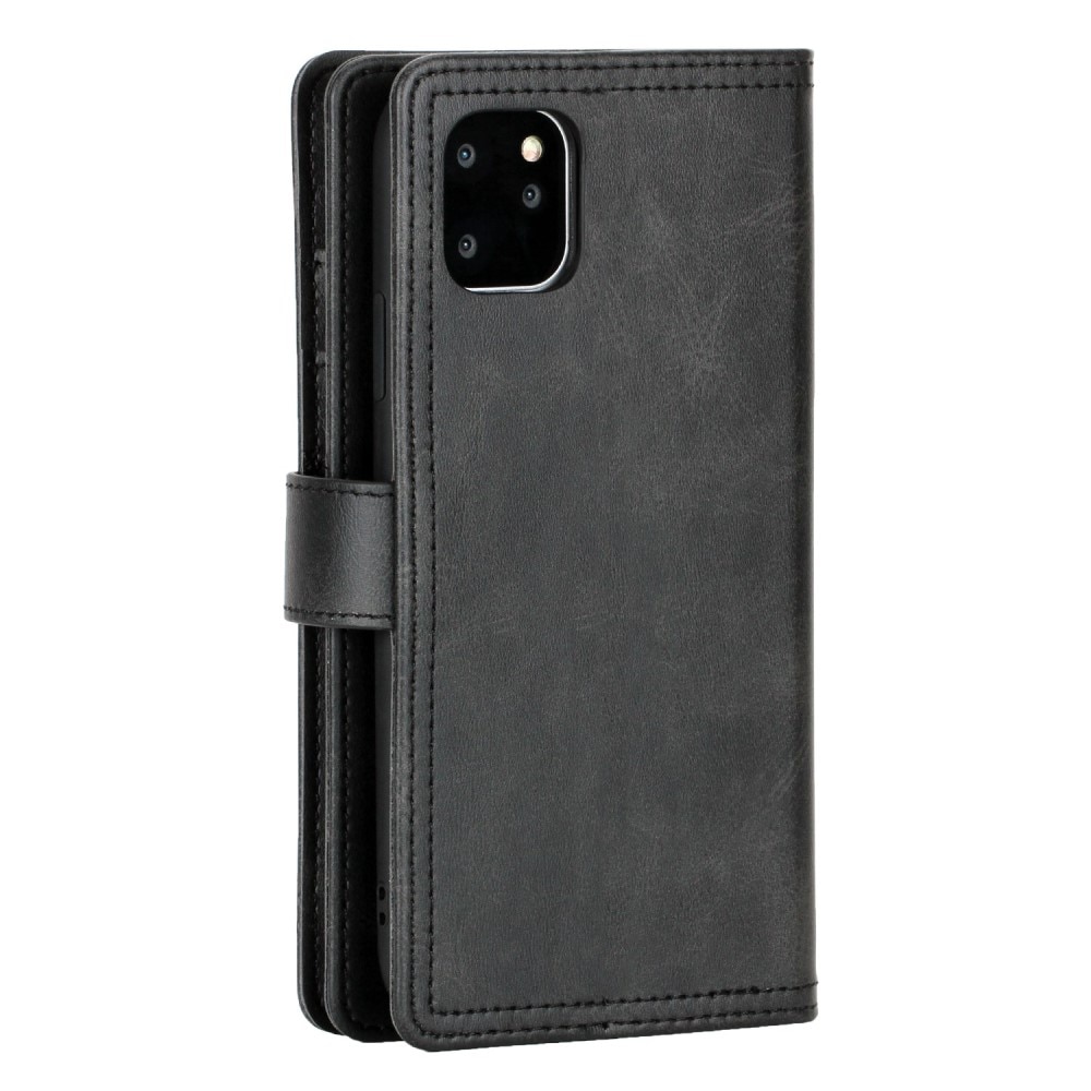 Læder multi-slot tegnebog iPhone 14 Plus sort